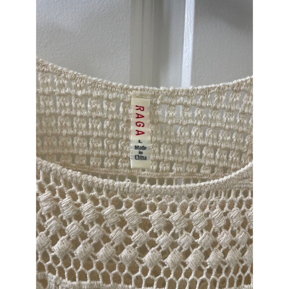 Anthropologie Raga Womens Sz L CROCHET A-LINE Tunic OFF-WHITE COLOR Bohemian - Picture 5 of 9